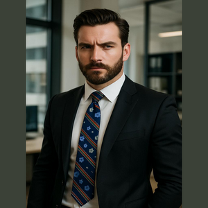 Christian Dior 4” wide necktie embroidered flowers polyester